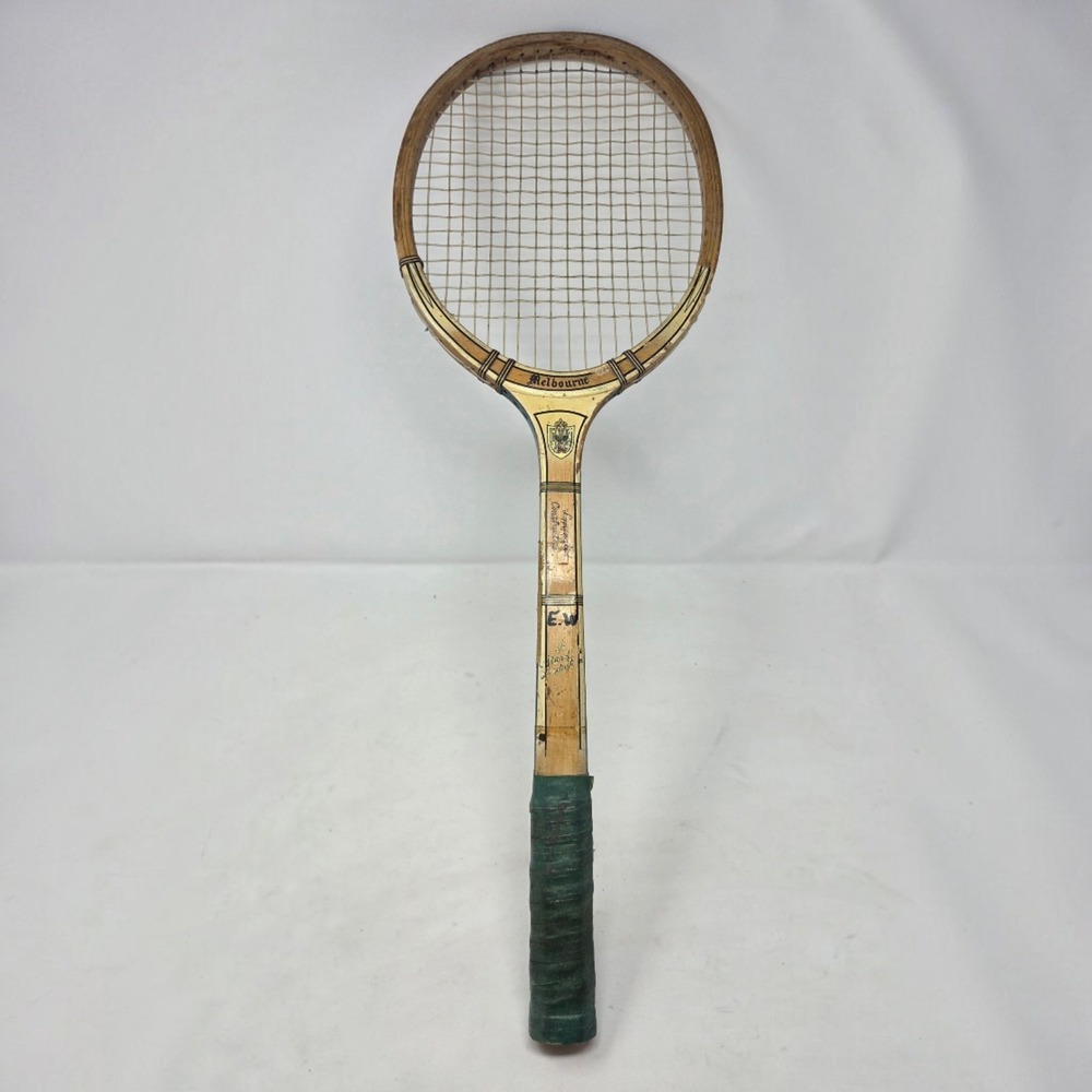 Vintage Melbourne Star-Line Wood Tennis Racket Laminated Crown Crest Wall Decor